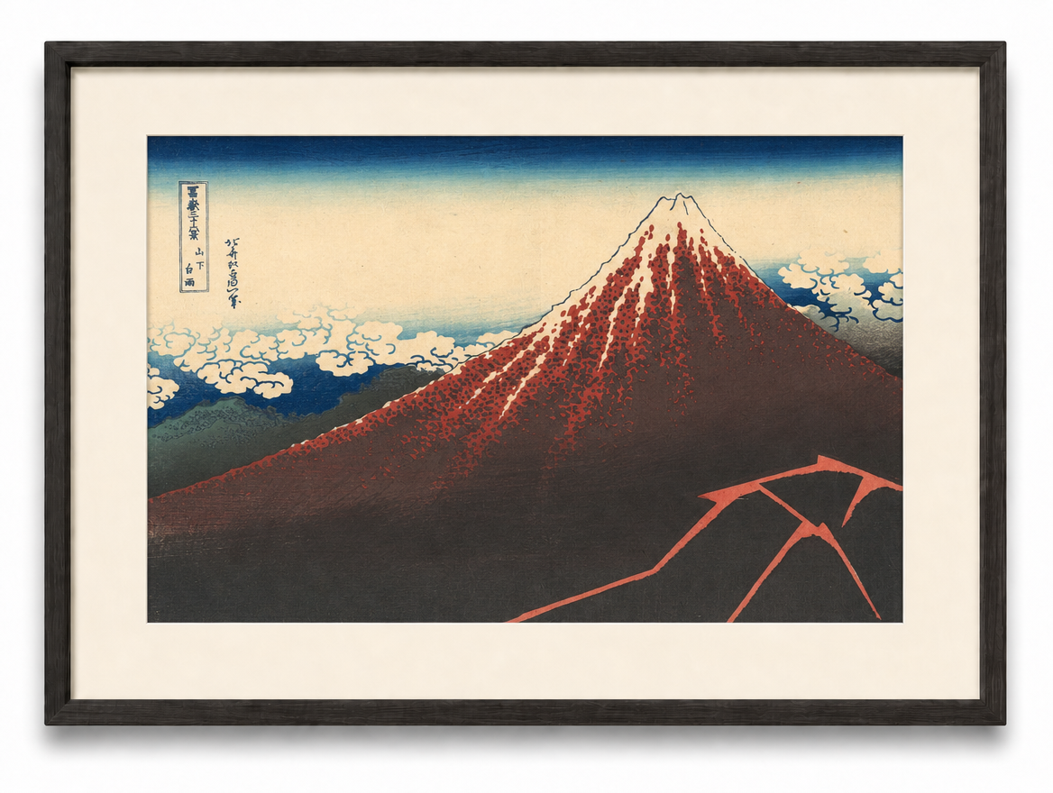 嵐下の富士 白背景