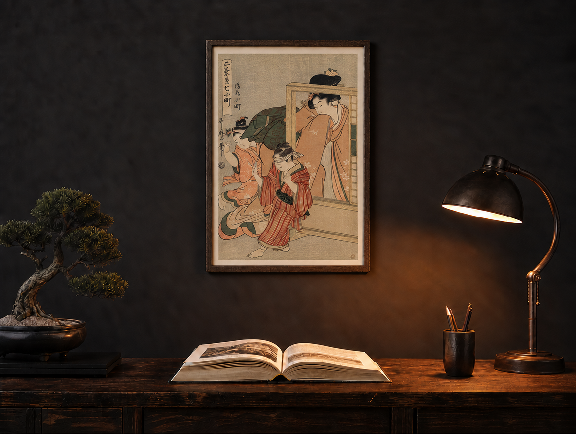 清水小町 美人画 書斎